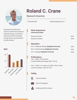Free  Template: CV d'infographie de recherche sur la crème