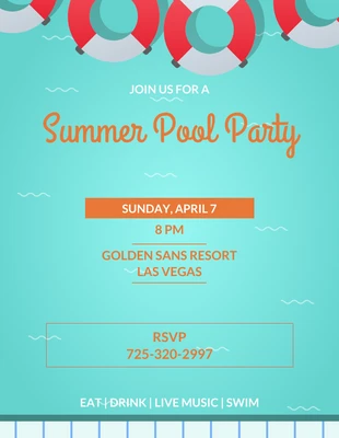 Free  Template: Schwimmbad Illustrative Sommer-Pool-Party-Einladung