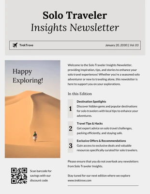 business  Template: Newsletter Informazioni sui viaggiatori singoli