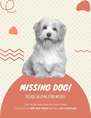 Free  Template: Poster per cane scomparso giocoso beige e rosso