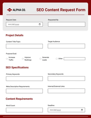 business interactive Template: نماذج طلب المحتوى الأحمر الحديثة