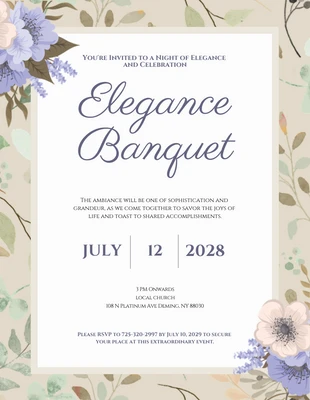 Free  Template: Convite para banquete de decoração floral