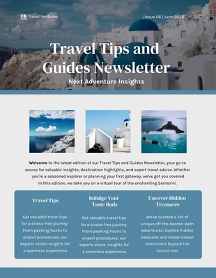Free  Template: Newsletter di consigli e guide di viaggio
