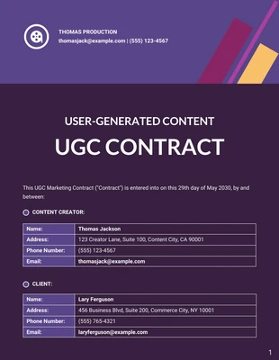 Free  Template: قالب عقد UGC مجاني