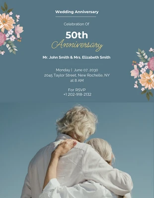 Free  Template: Semplici inviti grigi per il 50° anniversario