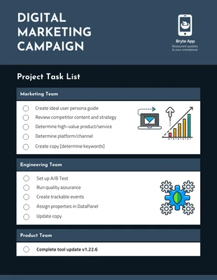 Free interactive Template: Dunkle Projektaufgabenliste