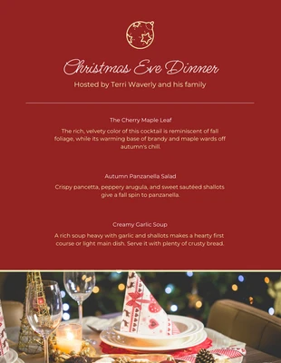 Free  Template: Menu de jantar de evento de Natal minimalista vermelho