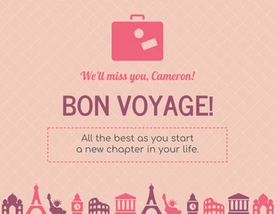 Free  Template: Biglietto d'addio Bon Voyage