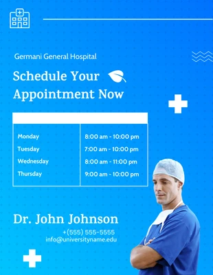 Free  Template: Blaues modernes gesundheitswesen arzt zeitplan Vorlage
