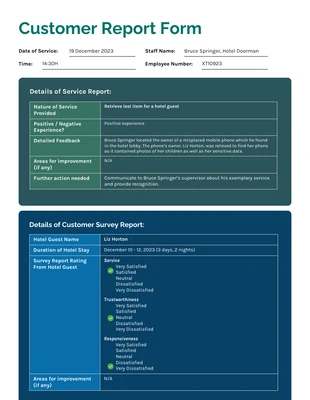 Free  Template: Modèle de rapport de service