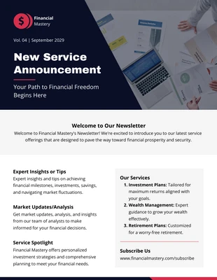 premium  Template: النشرة الإخبارية لإعلان الخدمة الجديدة
