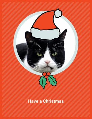 Free  Template: Carte de Noël simple et drôle avec un chat