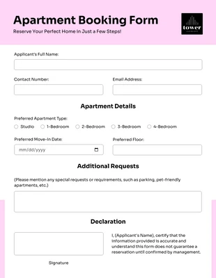 Free interactive Template: Formulários de reserva branco rosa