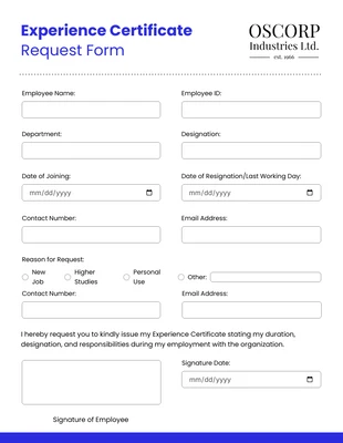 Free accessible and interactive Template: Simple Blue Employee Personal Forms