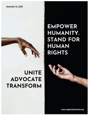 Free  Template: Cartel De Derechos Humanos Simple En Blanco Y Negro