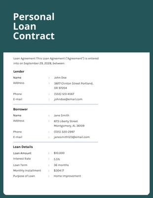 Free  Template: Contratos minimalistas de Tosca e White Loan