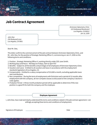 Free  Template: Modèle de contrat d'agence de recrutement