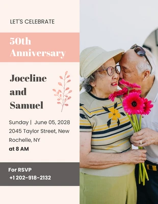 Free  Template: Inviti per il 50° anniversario pesca e nero