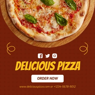 Free  Template: Rote und gelbe klassische leckere Pizza Instagram Banner