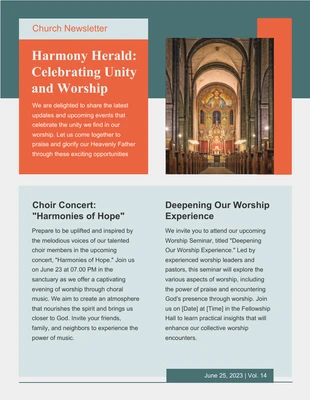 Free  Template: Notiziario della chiesa semplice verde e arancione