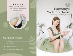 Free  Template: Verde e bianco Elegante Semplice Estetica Rilassante Brochure Spa