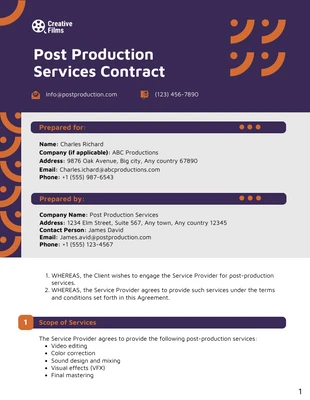 premium  Template: نموذج عقد ما بعد الإنتاج