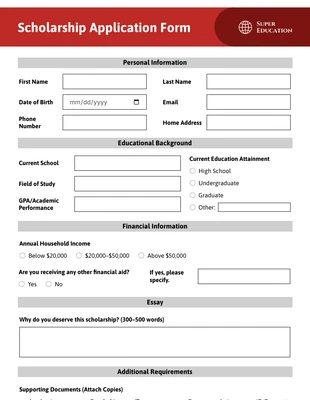 business accessible and interactive Template: Simple Deep Red Education Forms