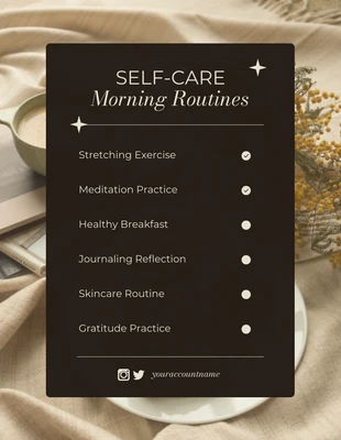 Free interactive Template: Modèle de programme de routine matinale neutre pour l'autosoin
