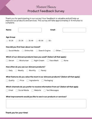 Free interactive Template: Umfrageformular „Pink Minimalist“