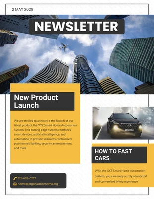 Free  Template: Giallo Semplici newsletter aziendali