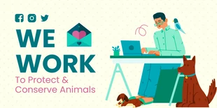 Free  Template: Illustration minimaliste vert clair d'un animal Bannière Twiiter