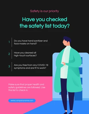 Free  Template: Cartel De Seguridad De Ilustración Simple En Negro Y Rosa
