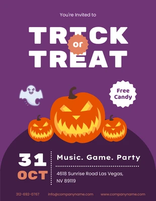 Free  Template: Invito alla festa di Hallowen in viola e arancione