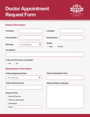 premium interactive Template: Sencilla plantilla de formulario de cita roja.