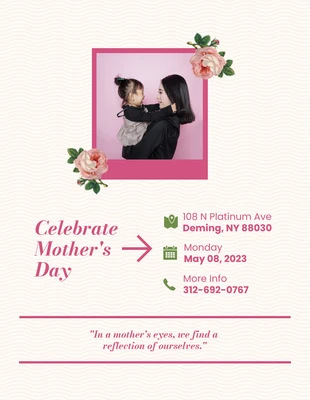 Free  Template: Volantino semplice per la festa della mamma in rosa e crema