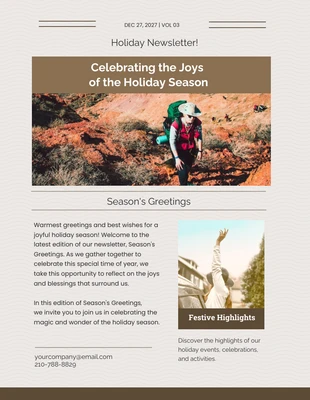 Free  Template: Newsletter per le vacanze semplici al cioccolato