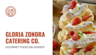 Free  Template: Cartão De Visita Foto Simples Branca Food Catering