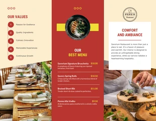 Red and Beige Minimalist Restaurant Tri-fold Brochure - Seite 2