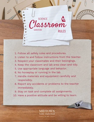 Free  Template: Póster de normas de clase marrón clásico