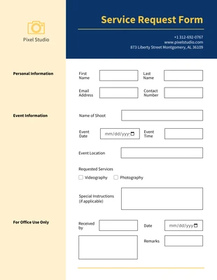 business interactive Template: Moduli di richiesta minimalisti blu e gialli