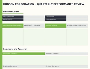 Free  Template: Avaliação trimestral de desempenho do funcionário verde