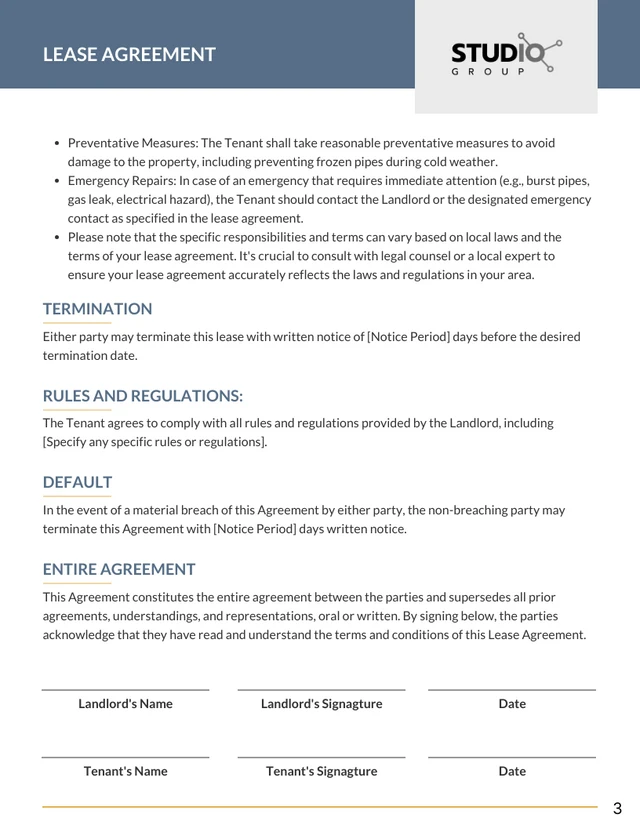 Blue and Yellow Minimalist Lease Contract - صفحة 3