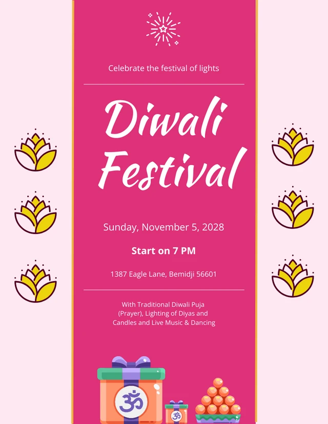 Purple Simple Diwali Invitations Template Purple Simple Diwali Invitations Template