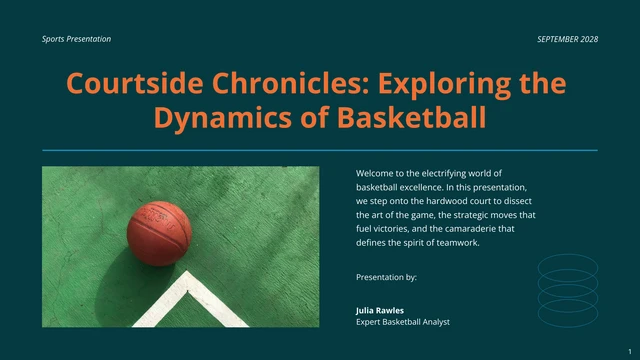 Simple Blue and Orange Basketball Sports Presentation - Seite 1