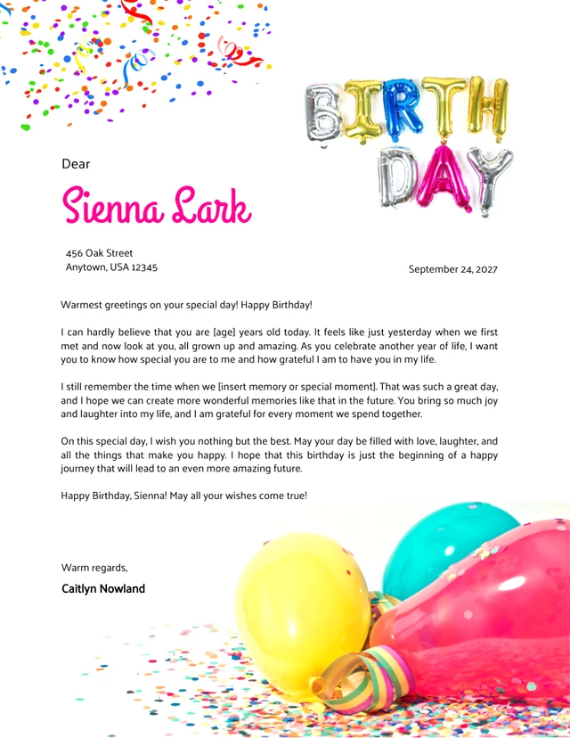 Carta intestata colorata per il compleanno