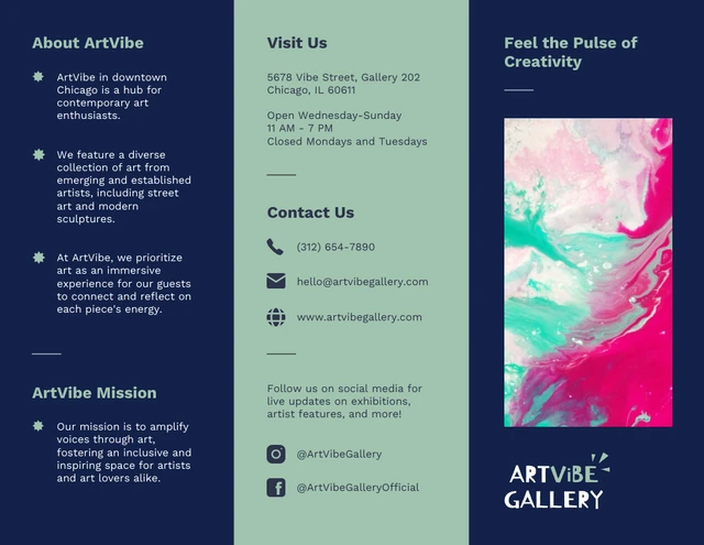 Navy And Sage Green Minimalist Art Brochure