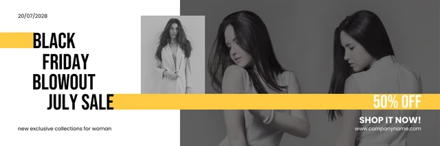 Modern Black and Yellow Black Friday Fashion Woman Sale Template Modern Black and Yellow Black Friday Fashion Woman Sale Template