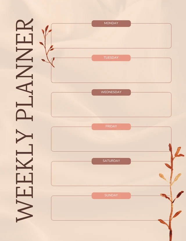 Brown Aesthetic Weekly Planner Template Brown Aesthetic Weekly Planner Template