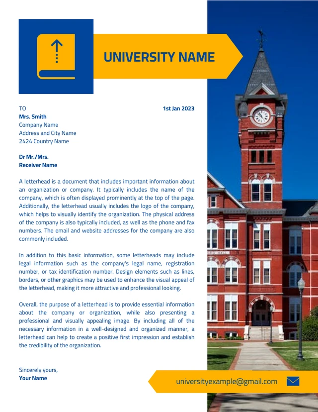 White And Blue Simple Professional University Letterhead Template White And Blue Simple Professional University Letterhead Template