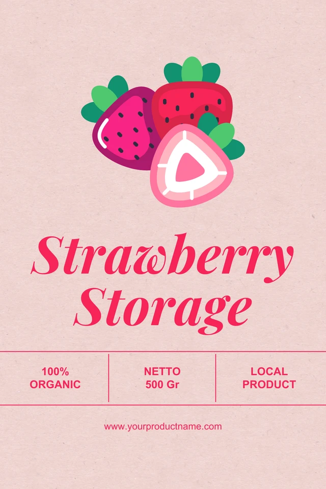 Babyrosa moderne Textur-Erdbeer-Aufbewahrungsetikett Template Vorlage für Aufbewahrungsetiketten für Erdbeeren mit moderner Struktur in Babyrosa
